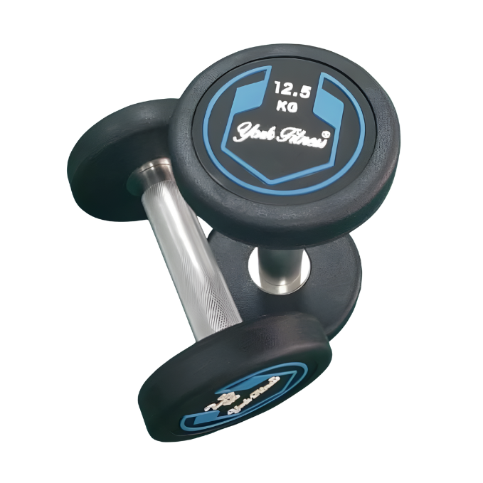 York, Fitness Round Rubber Dumbbell, Dzlg12, Black 12.5 Kg