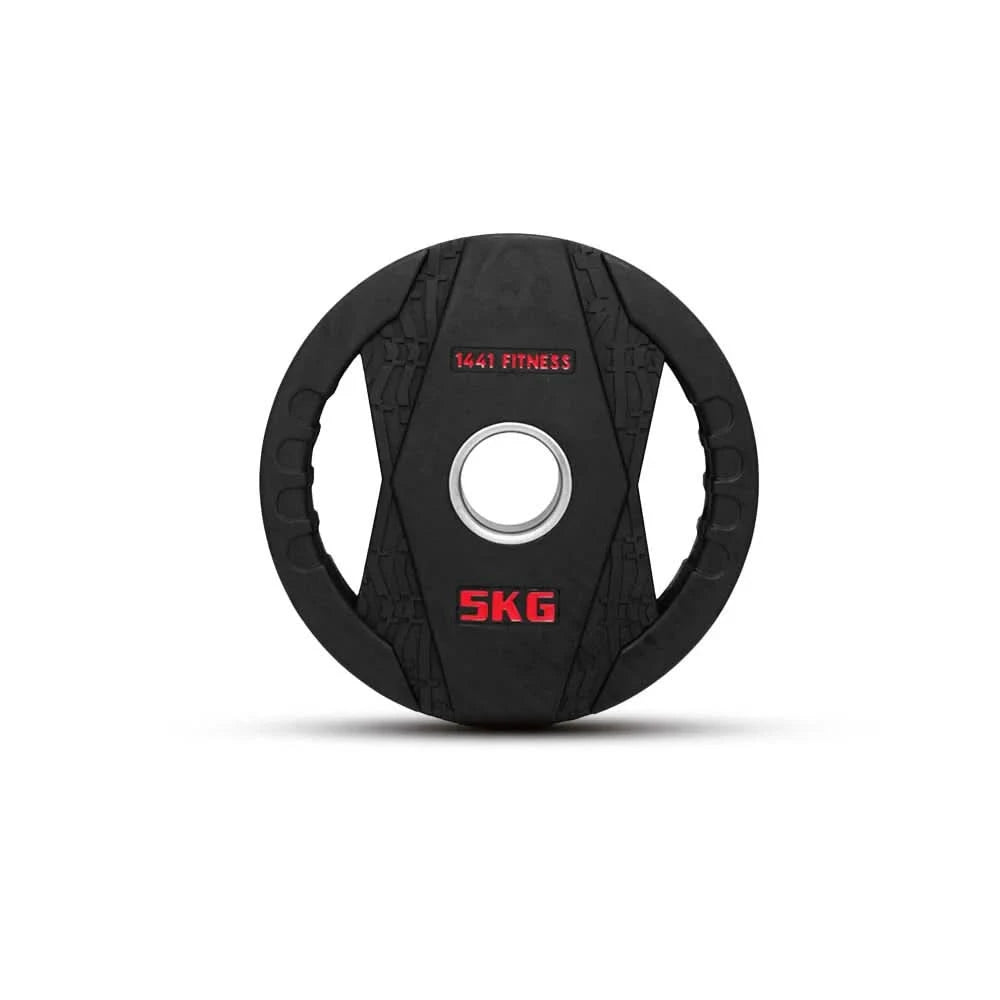 Combo | 1441 Fitness 6 Ft Olympic Barbell With Black Dual Grip Olympic Plates Set | 60 Kg Set