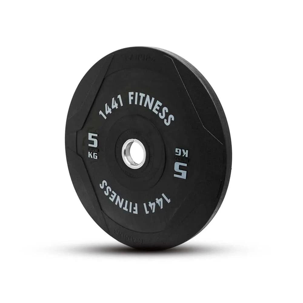 Combo 7 Ft Olympic Bar with Black PU Bumper Plates - 80 KG Set | 1441 Fitness