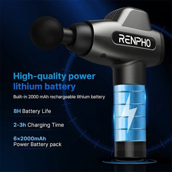 Renpho Percussion Massage Gun, Professional Powerful, 20 Speeds with 6 Massage Heads