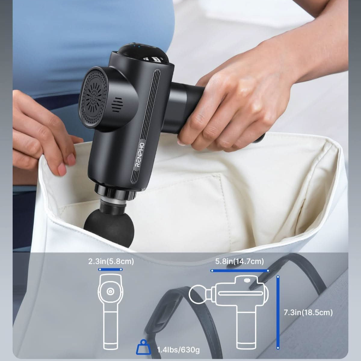 RENPHO Massage Gun with Heat and Cold Head, Muscle Massage Gun Deep Tissue for Athletes, Handheld Deep Tissue Massager Gun with Carry Case, Body Massager for Neck and Back Pain Relief