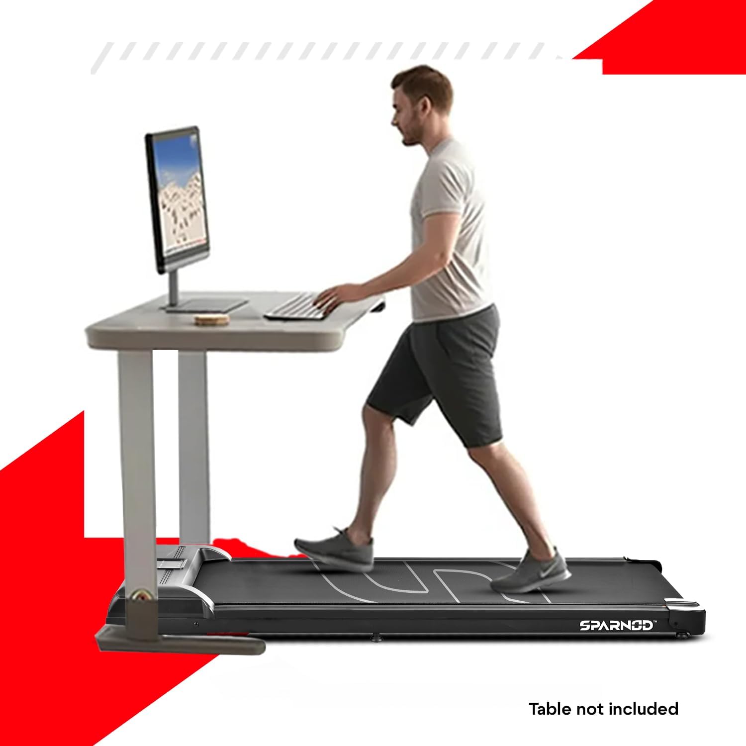 Sparnod Fitness, (2.5 HP DC Motor) Foldable 2-in-1 Treadmill, STH-3005