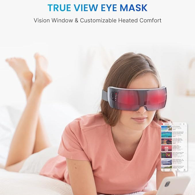 RENPHO True View Eye Massager for Migraines, 5 Modes Rechargeable Heated Temple Massager for Eye Relax, Improve Eye Circulation, Reduce Dry Eyes, Dark Circles, Delay Eye Aging