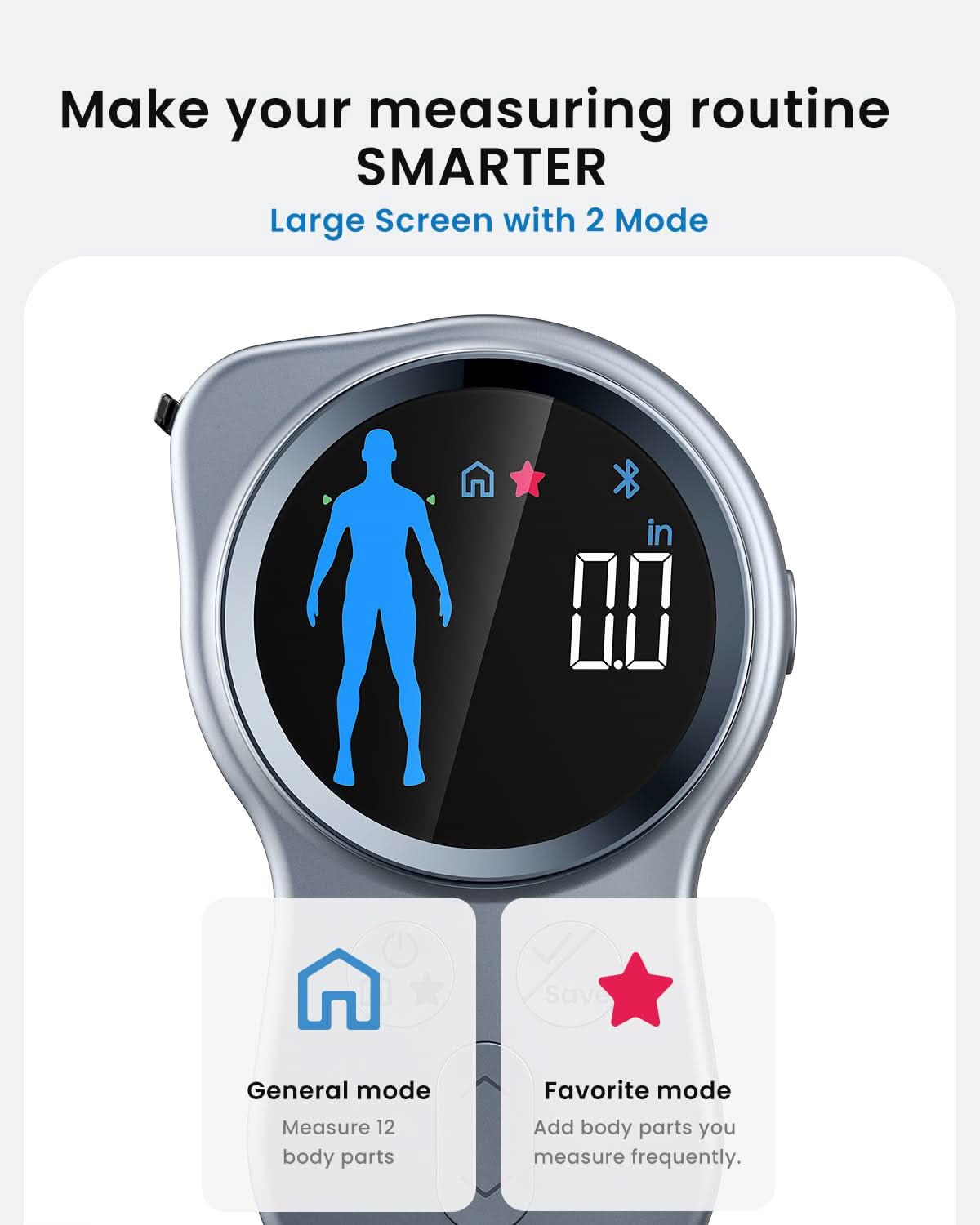 RENPHO Upgraded Body Measure Tape - Enhanced Tool for Monitoring Weight Loss, Muscle Gain, and Fitness Progress, Digital Smart Retractable Tape Measures in Both Inches and Centimeters with Precision