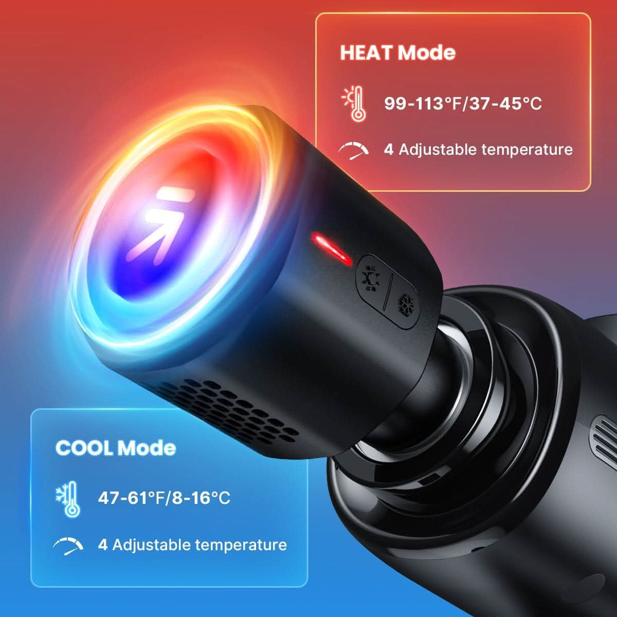 RENPHO Massage Gun with Heat and Cold Head, Muscle Massage Gun Deep Tissue for Athletes, Handheld Deep Tissue Massager Gun with Carry Case, Body Massager for Neck and Back Pain Relief