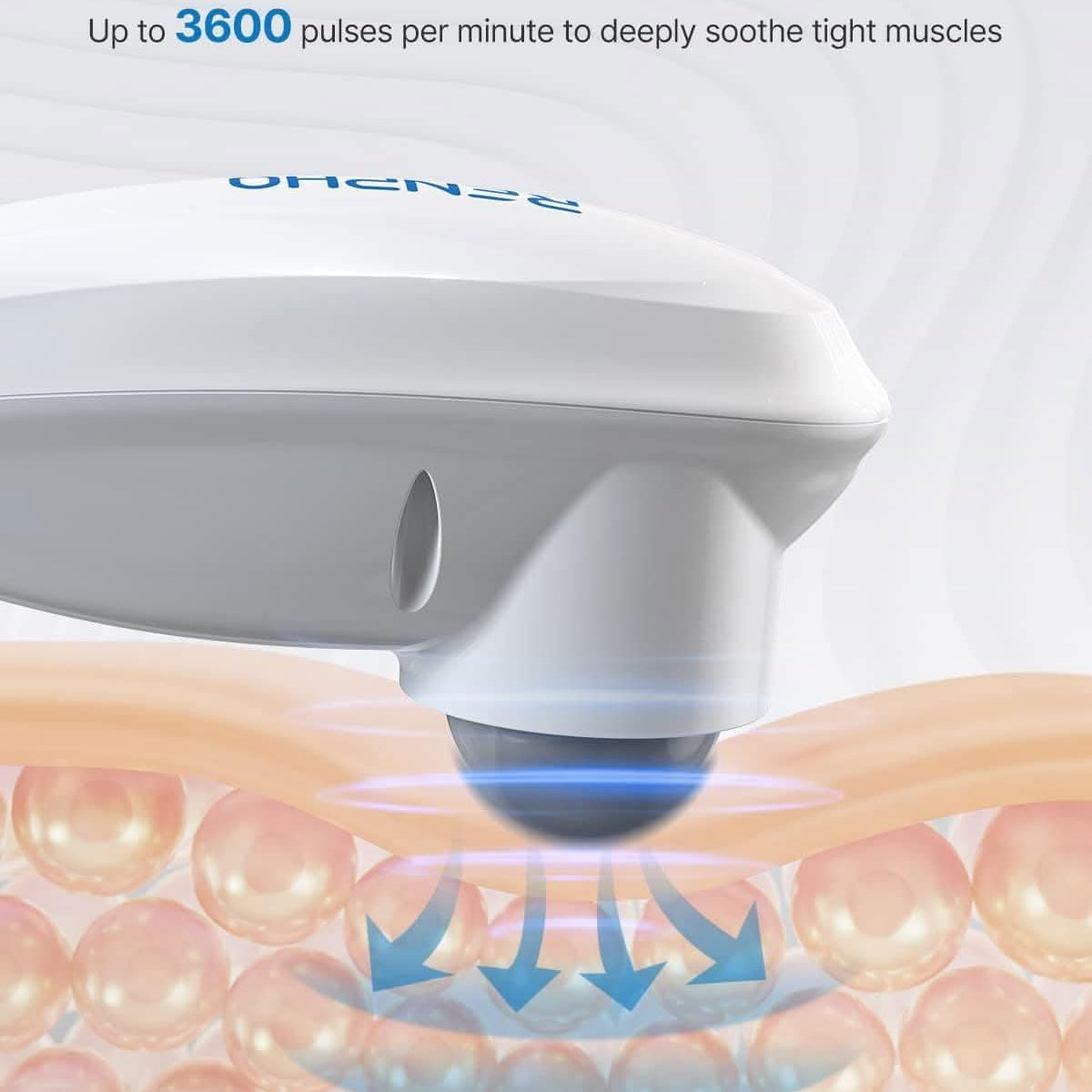Renpho Rechargeable Hand Held Deep Tissue Massager for Muscles, Back, Foot, Neck, Shoulder, Leg, Calf Cordless Electric Percussion Body Massage White