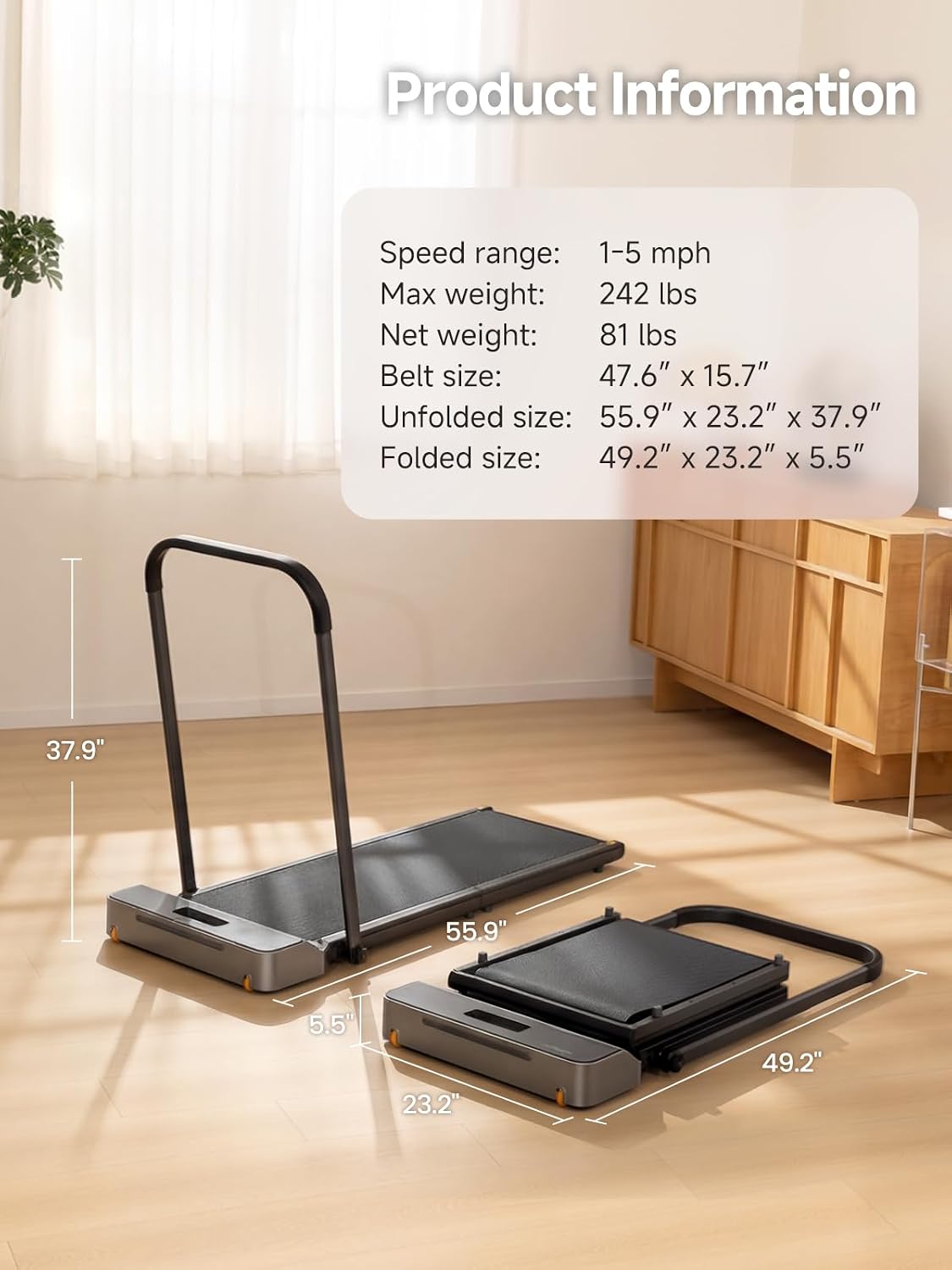 Kingsmith Z1R Foldable WalkingPad Treadmill With Handrail