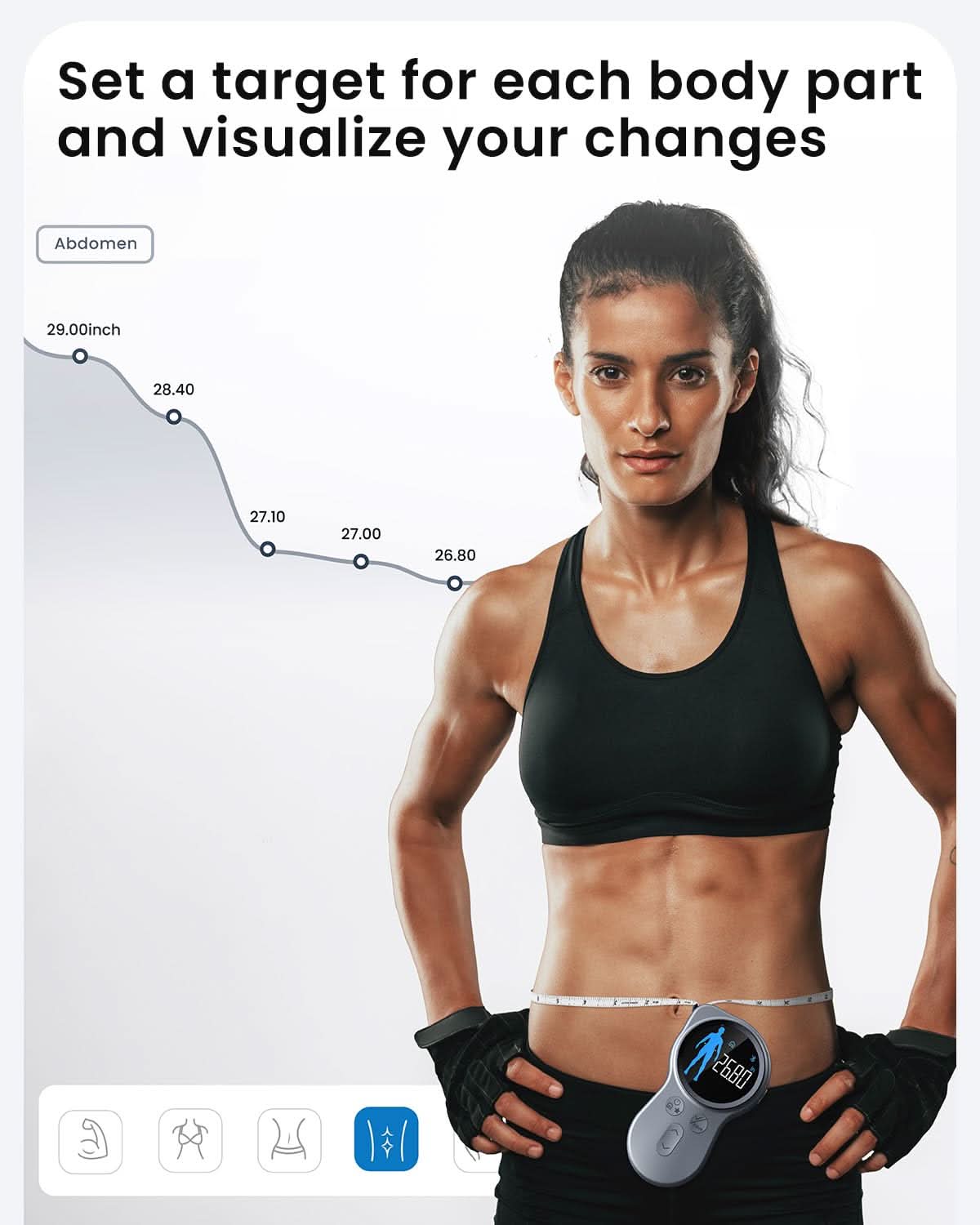 RENPHO Upgraded Body Measure Tape - Enhanced Tool for Monitoring Weight Loss, Muscle Gain, and Fitness Progress, Digital Smart Retractable Tape Measures in Both Inches and Centimeters with Precision