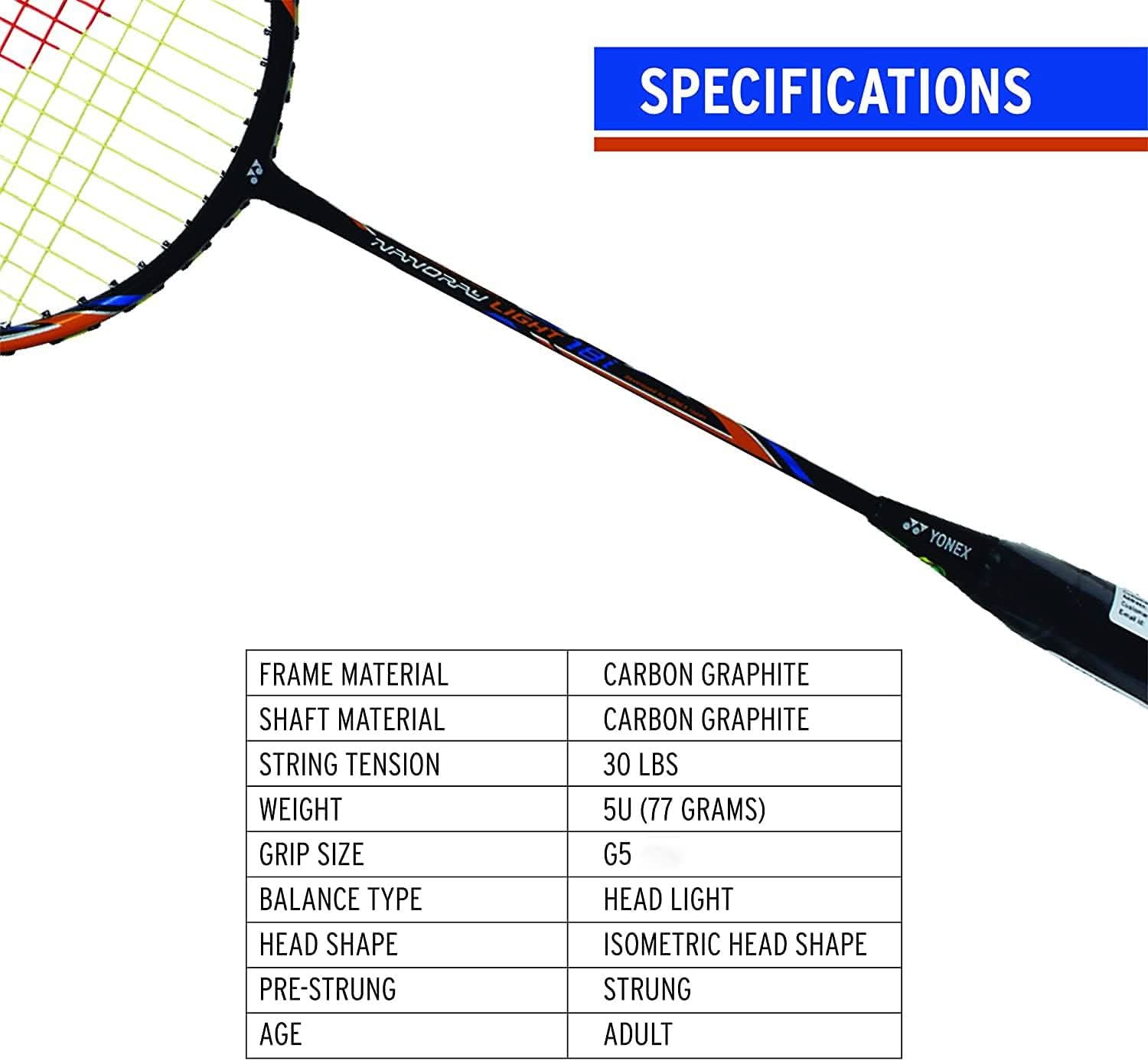 Yonex Nanoray 18i Graphite Badminton Racket, Strung