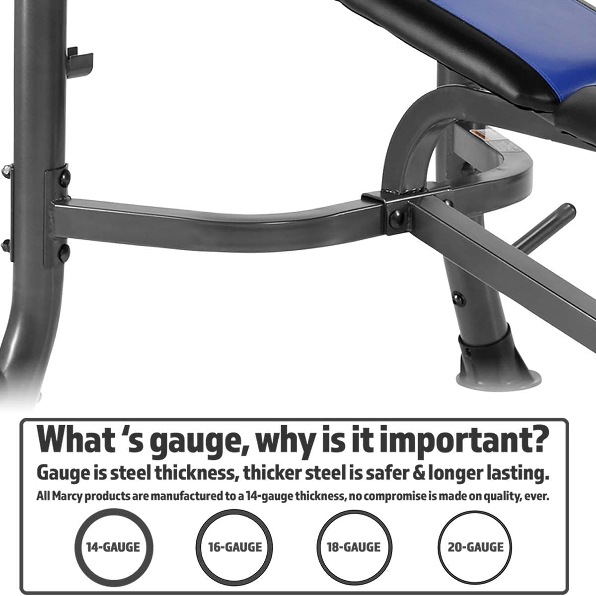 Marcy WM‑367 Standard Weight Bench – Home Gym Bench with Leg Attachments