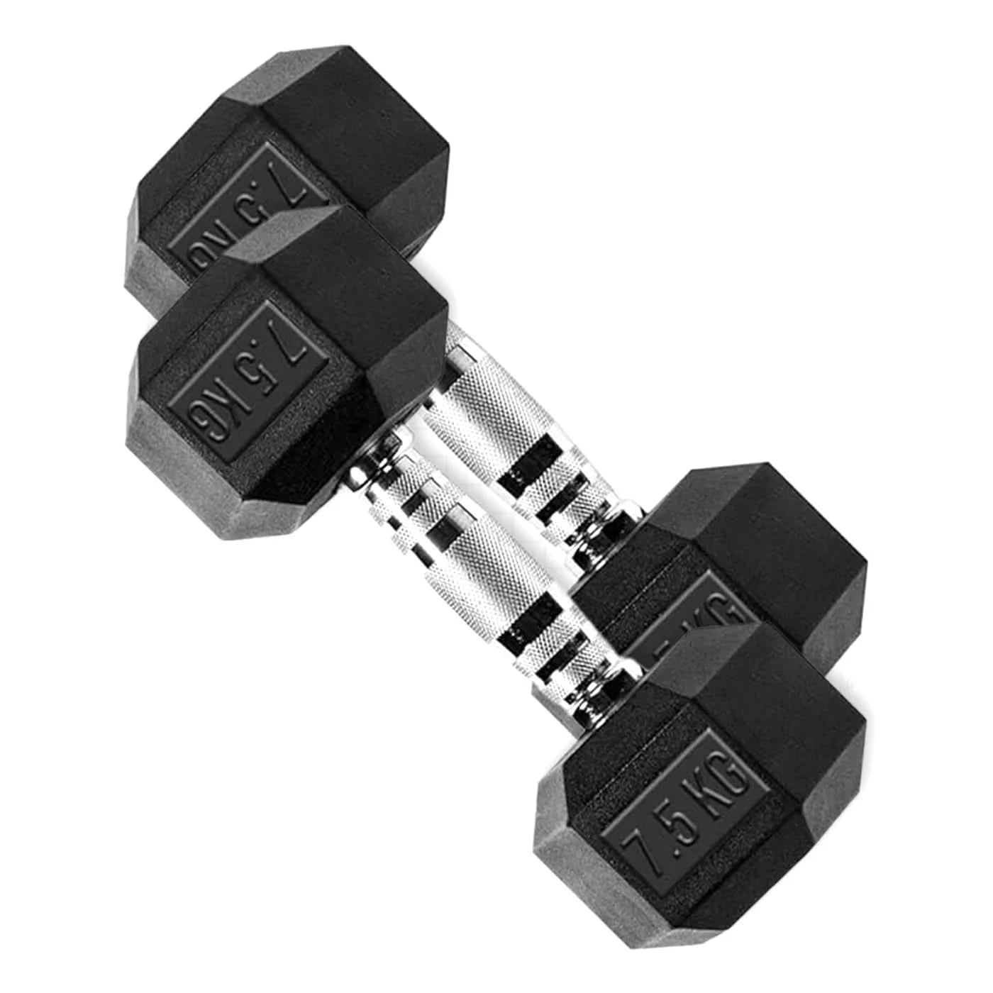 DS HEX Rubber Dumbbells (Pair) | 2.5 Kg to 20 Kg 7.5 KG (16.5 LBS)