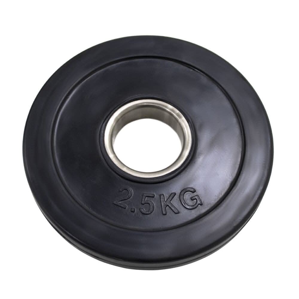Powercore 7 Hole Black Rubber Coated Olympic Bumper Plates - 2.5 to 25 KG | Per Piece