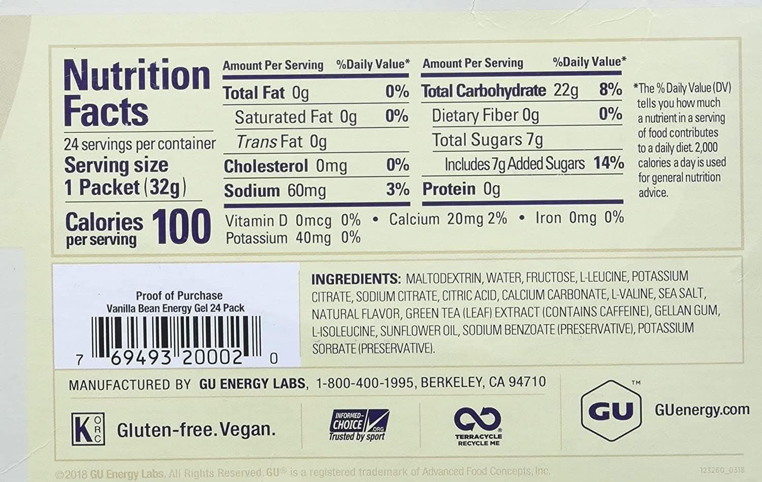 GU Energy Original Sports Nutrition Energy Gel (24 Count)