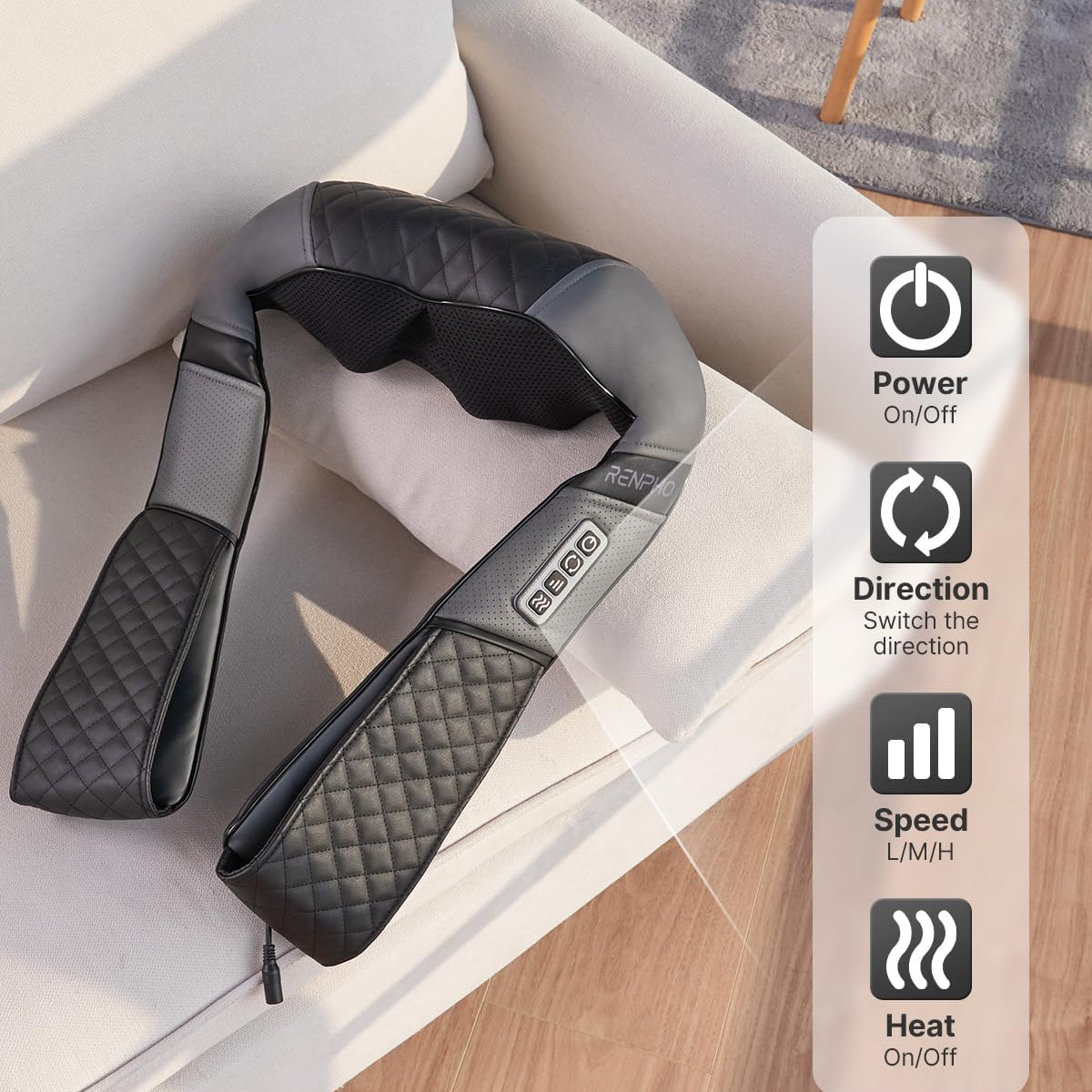 Renpho Back Neck Massager with Heat, Shiatsu Shoulder Massager