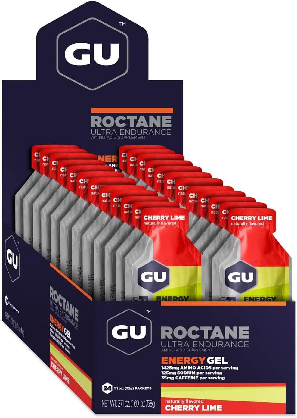 GU Energy Roctane Ultra Endurance Energy Gel, 24-Count (24-COUNT) Cherry Lime