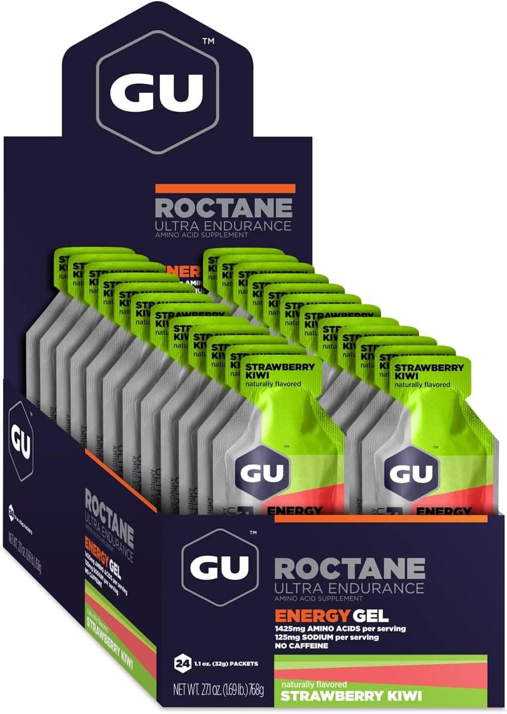 GU Energy Roctane Ultra Endurance Energy Gel, 24-Count (24-COUNT) Strawberry Kiwi