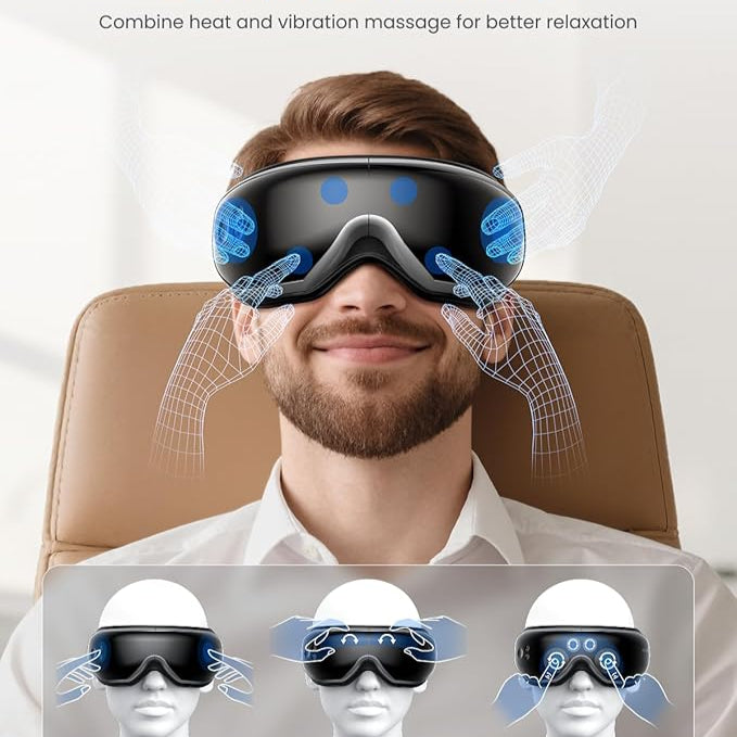 Renpho Eye Massager with Heat & Bluetooth Music, Rechargeable Eye Care Machine with 5 Modes, Black
