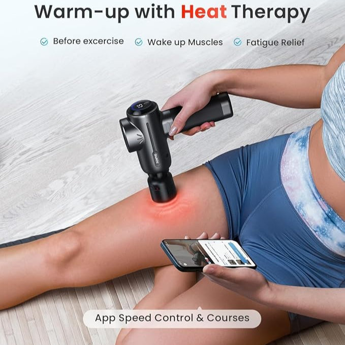 RENPHO Massage Gun with Heat and Cold Head, Muscle Massage Gun Deep Tissue for Athletes, Handheld Deep Tissue Massager Gun with Carry Case, Body Massager for Neck and Back Pain Relief