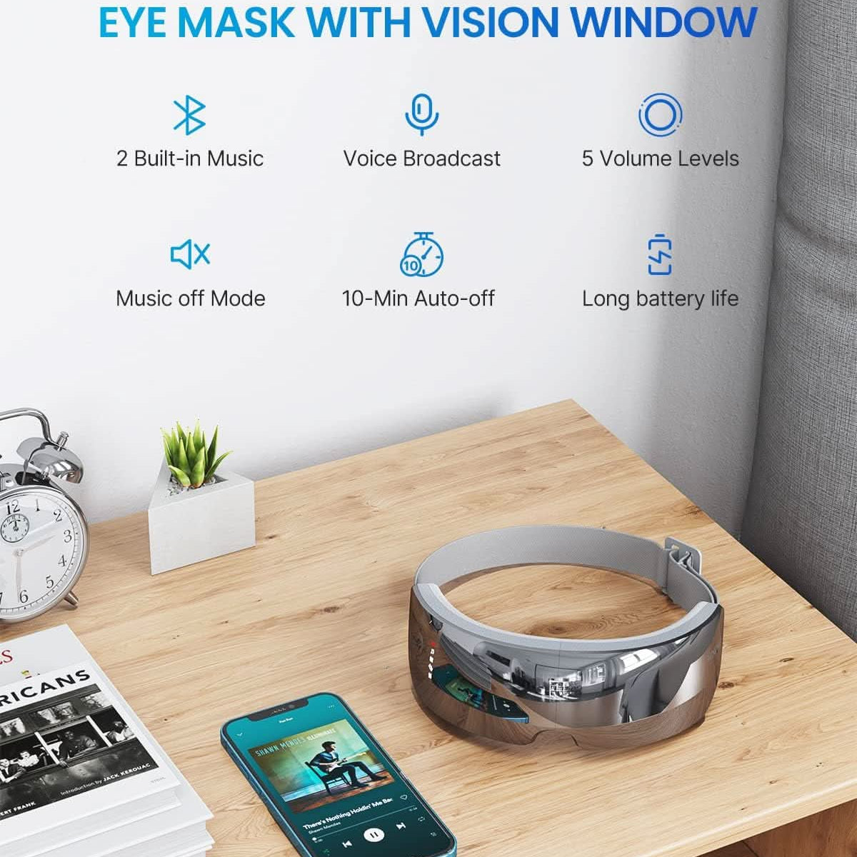 RENPHO True View Eye Massager for Migraines, 5 Modes Rechargeable Heated Temple Massager for Eye Relax, Improve Eye Circulation, Reduce Dry Eyes, Dark Circles, Delay Eye Aging