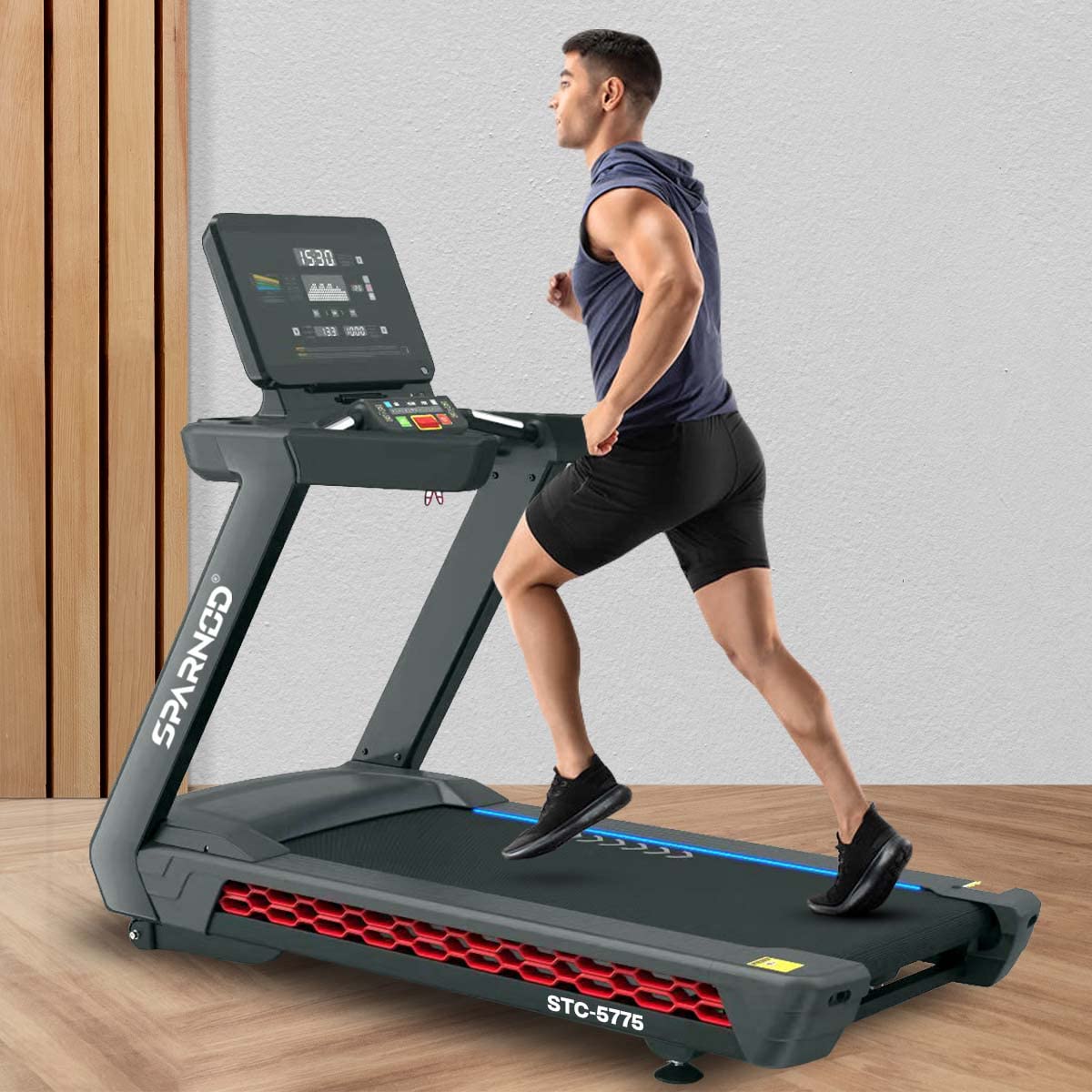 Sparnod Fitness STC-5775 (5.5 HP Ac Motor) Automatic Motorized Walking and Running Treadmill for Commercial and Home Use