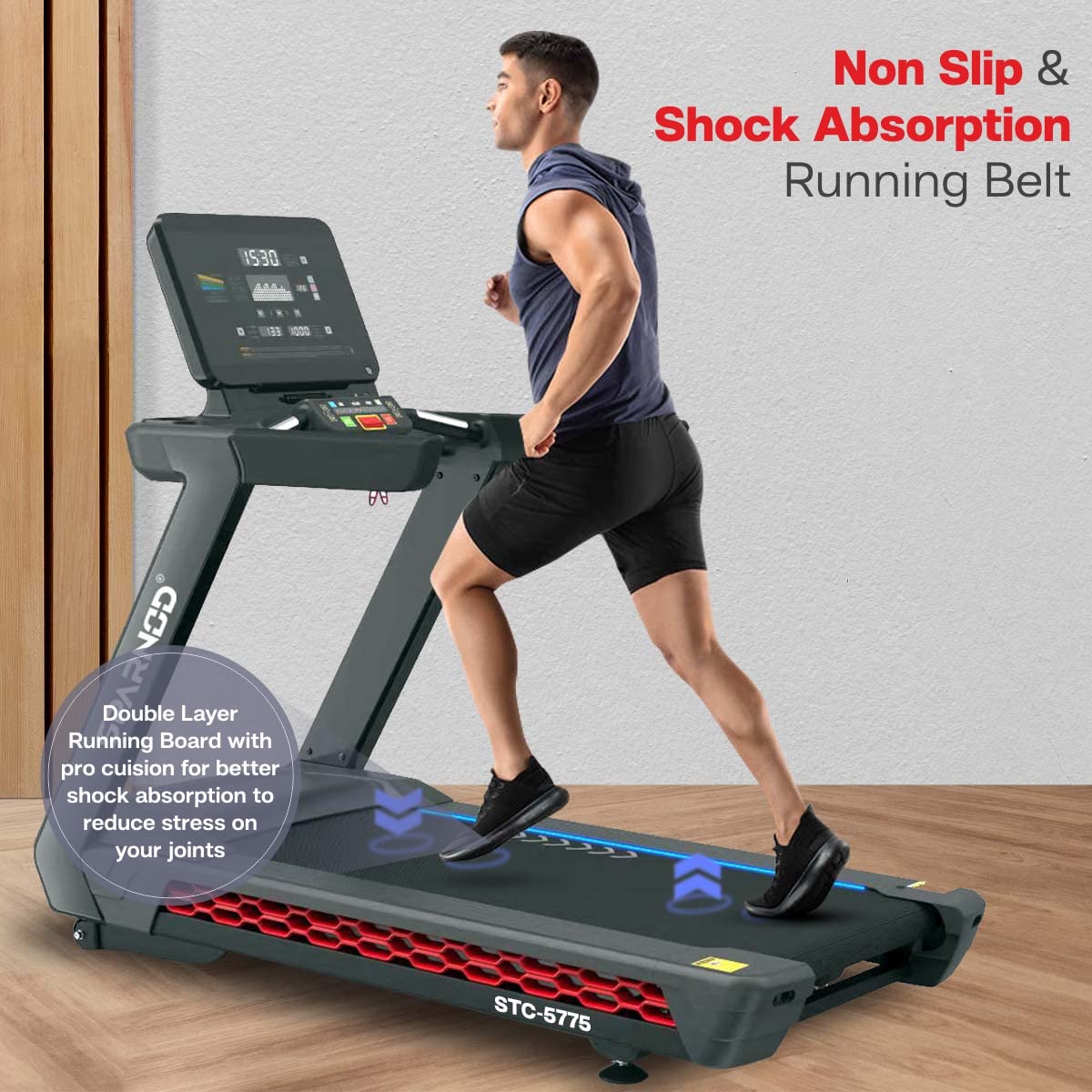 Sparnod Fitness STC-5775 (5.5 HP Ac Motor) Automatic Motorized Walking and Running Treadmill for Commercial and Home Use