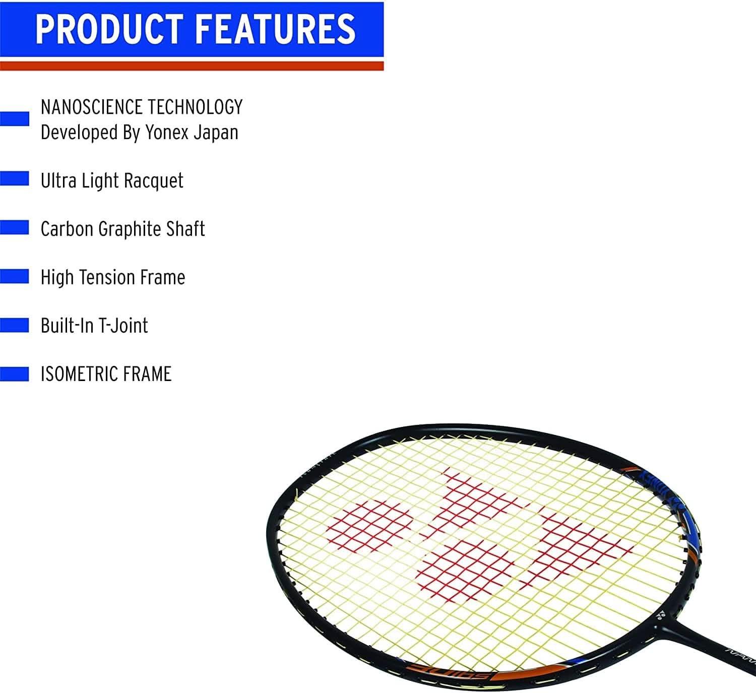 Yonex Nanoray 18i Graphite Badminton Racket, Strung