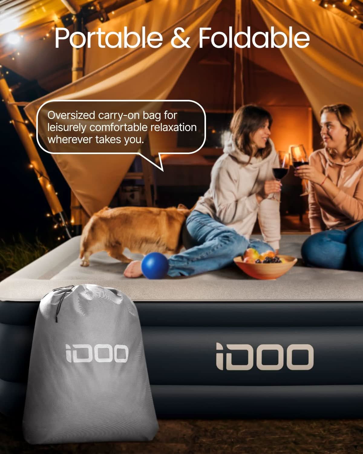 IDOO Air Bed Inflatable Double Mattress with Built-in Electric Pump