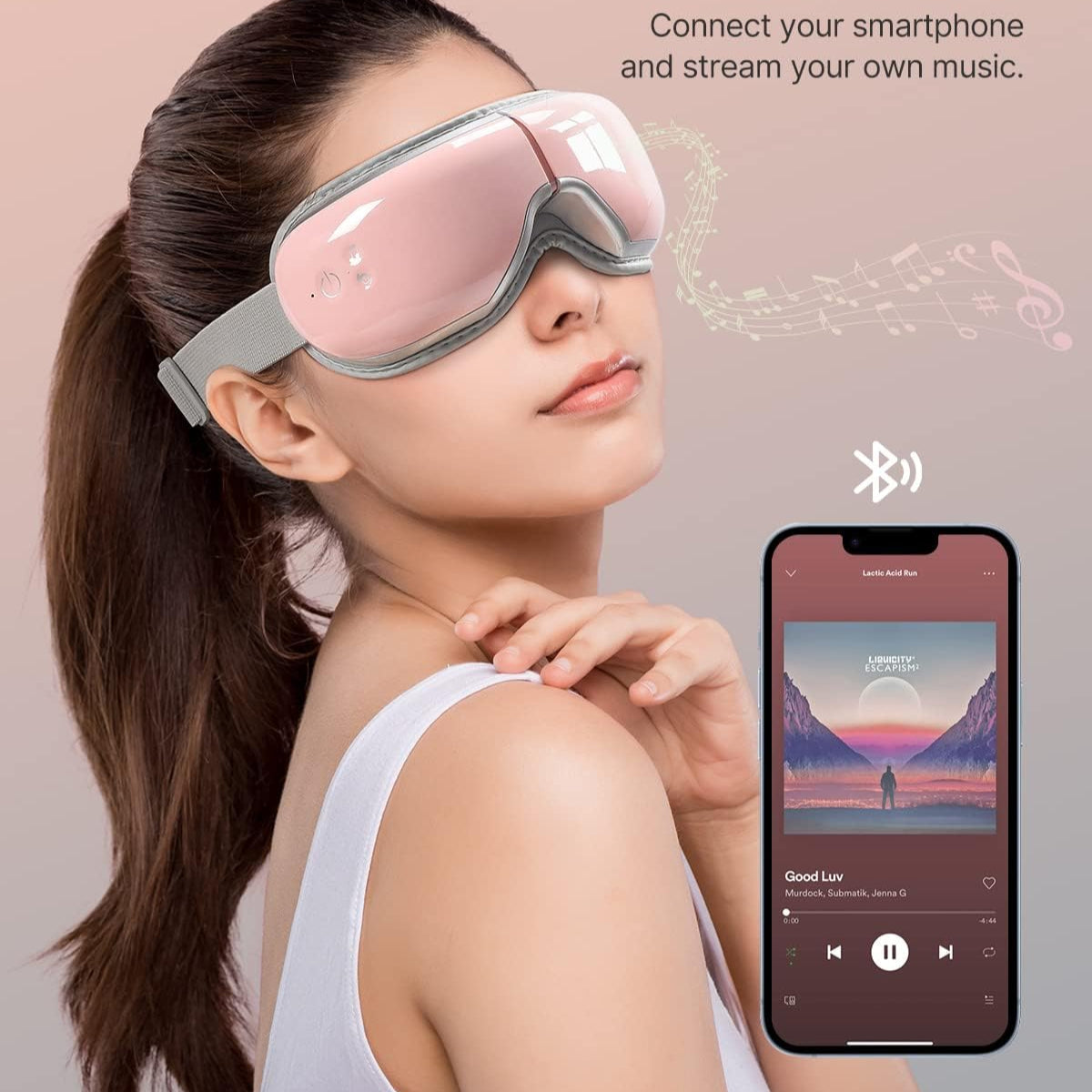 Renpho Eye Massager with Heat & Bluetooth Music, Rechargeable Eye Care Machine with 5 Modes, Black