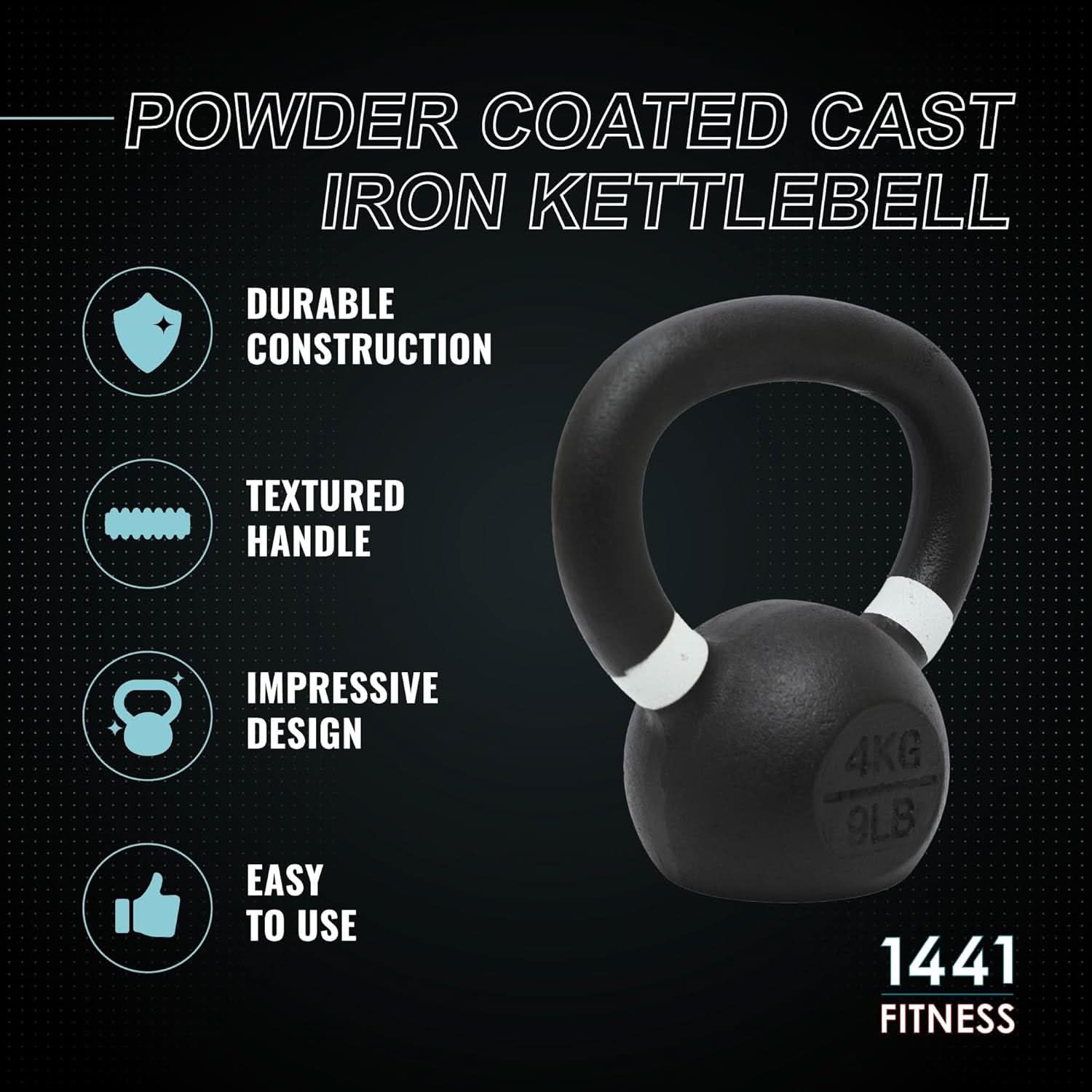 1441 Fitness Powder Coated Cast Iron KettleBell - (KG)
