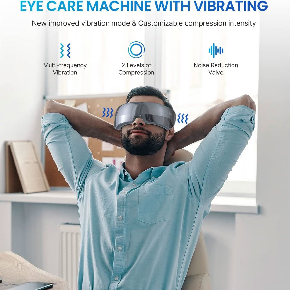 RENPHO True View Eye Massager for Migraines, 5 Modes Rechargeable Heated Temple Massager for Eye Relax, Improve Eye Circulation, Reduce Dry Eyes, Dark Circles, Delay Eye Aging