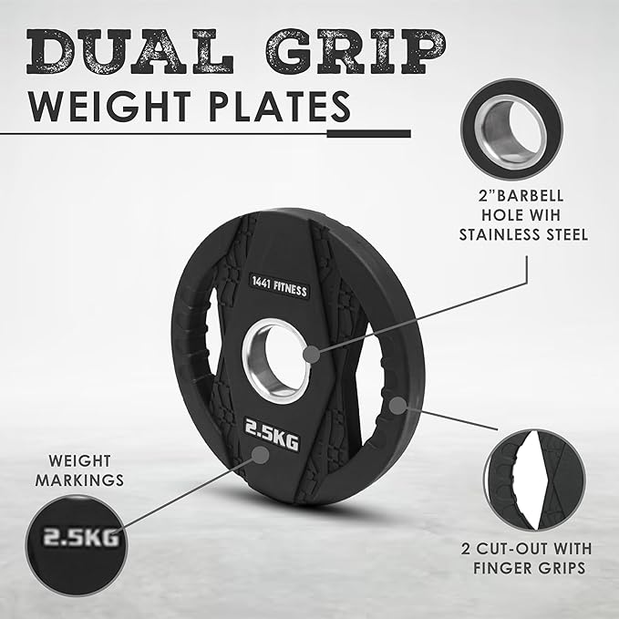 1441 Fitness Black Rubber Dual Grip Plate - 2.5 kg to 20 Kg (Sold as per Piece)