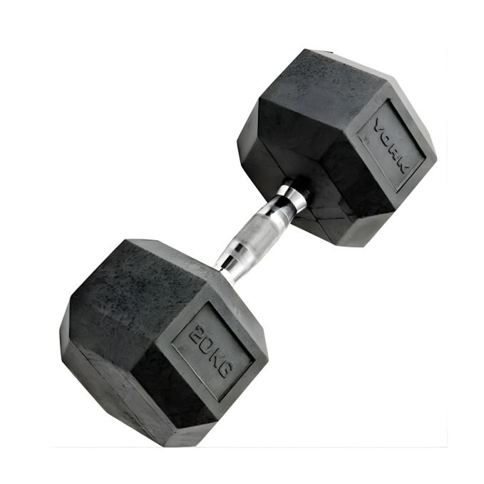 York, Commercial Rubber Hex Dumbbell, 35005, Black