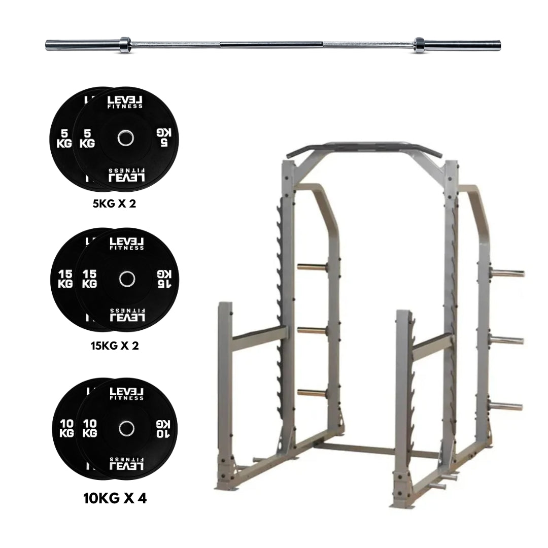 Body-Solid SMR1000 Strength Station with Plate Set 60 Kg Plate Set with 20 Kg Barbell (7Ft)