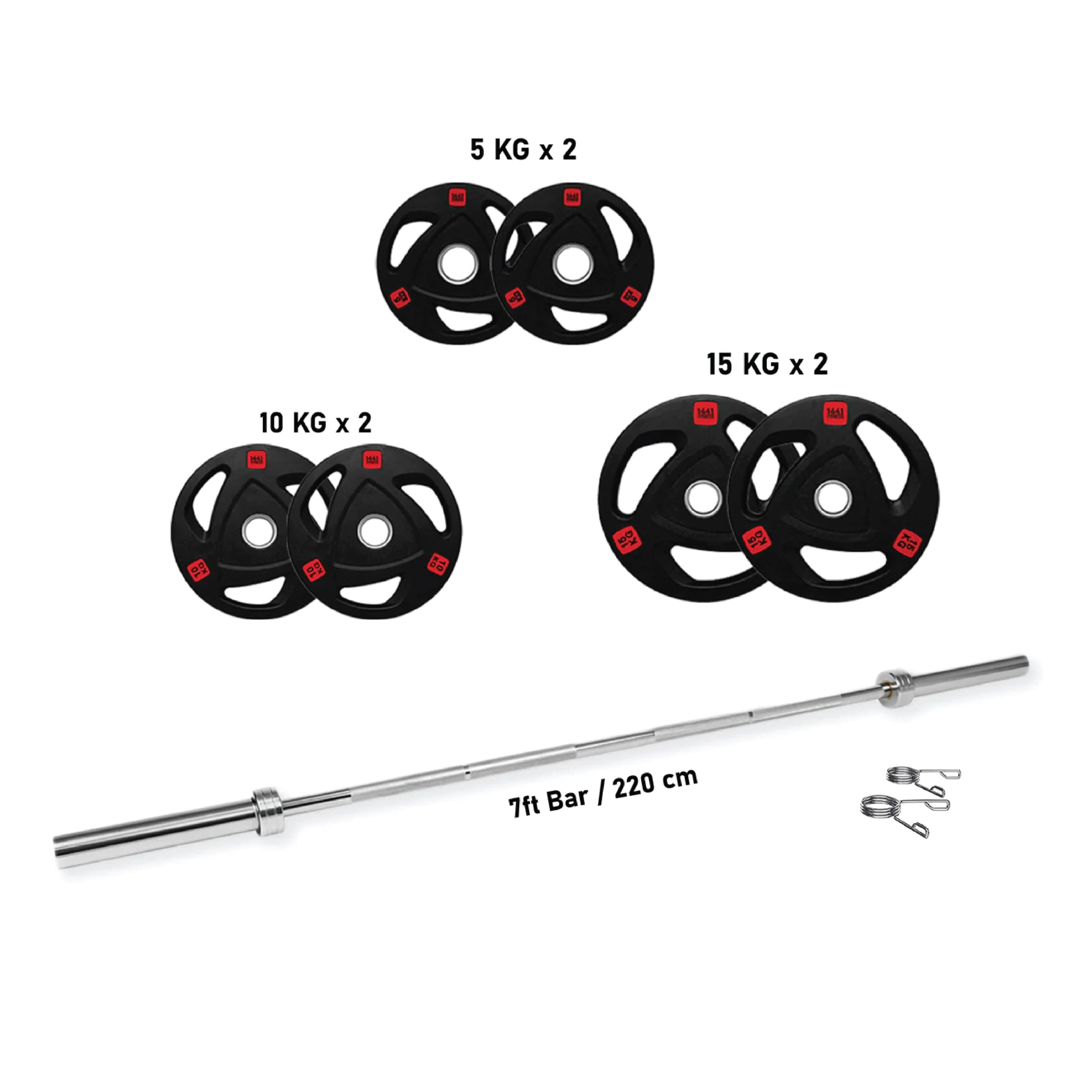 Combo | 1441 Fitness Squat Rack MDL65 With 7 Ft Bar With 80 Kg Tri Grip Plates Set