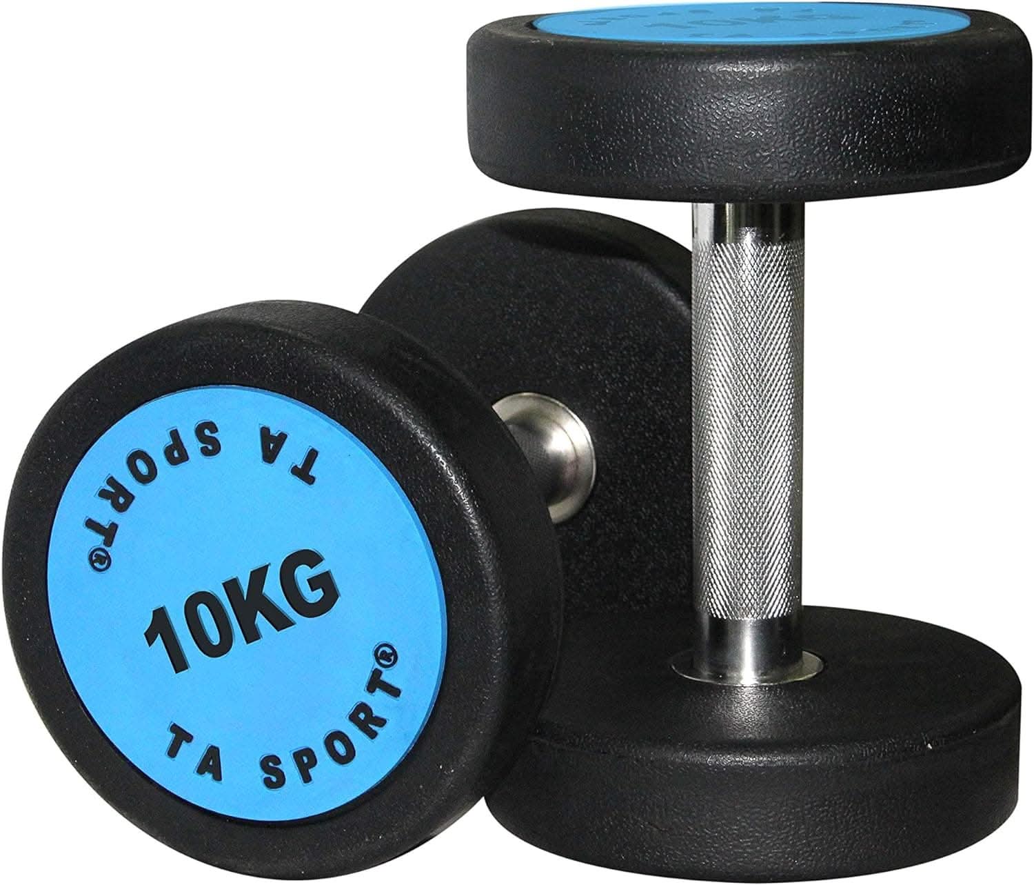 TA Sports Premium Rubber Round Dumbbells 2.5 to 30 kg - Blue (Sold as Pair)