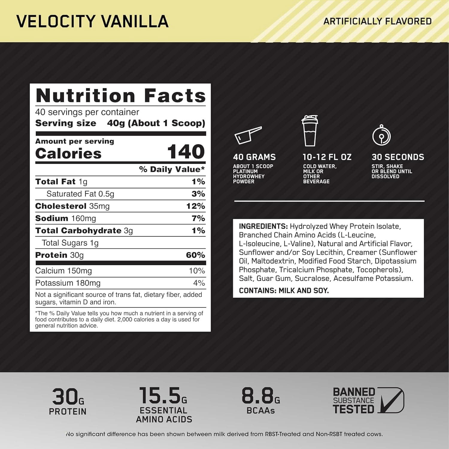 Optimum Nutrition Platinum Hydrowhey for Muscle Support, 3.5 lbs - 40 Servings