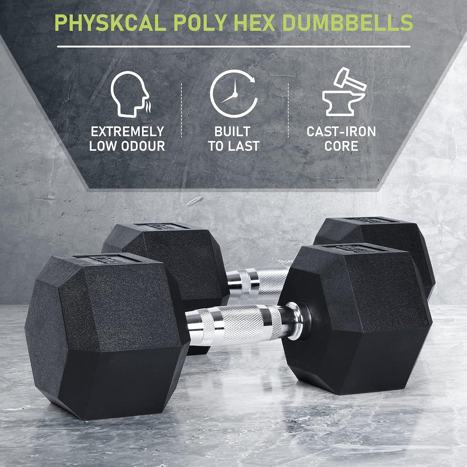 DS HEX Rubber Dumbbells (Pair) | 2.5 Kg to 20 Kg