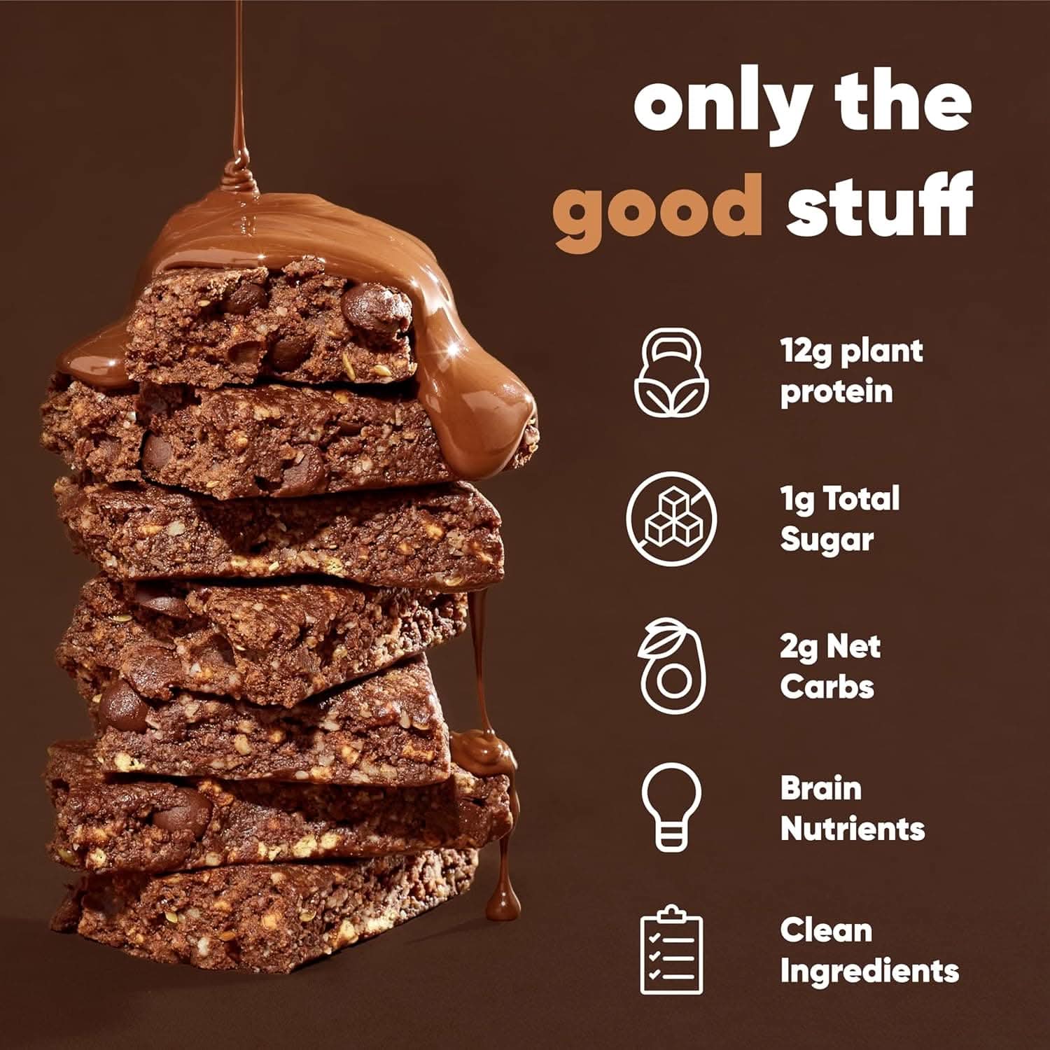 IQBAR Brain and Body Keto Protein Bars - Chocolate Sea Salt Keto Bars - 12-Count Energy Bars - Low Carb Protein Bars - High Fiber Vegan Bars and Low Sugar Meal Replacement Bars - Vegan Snacks