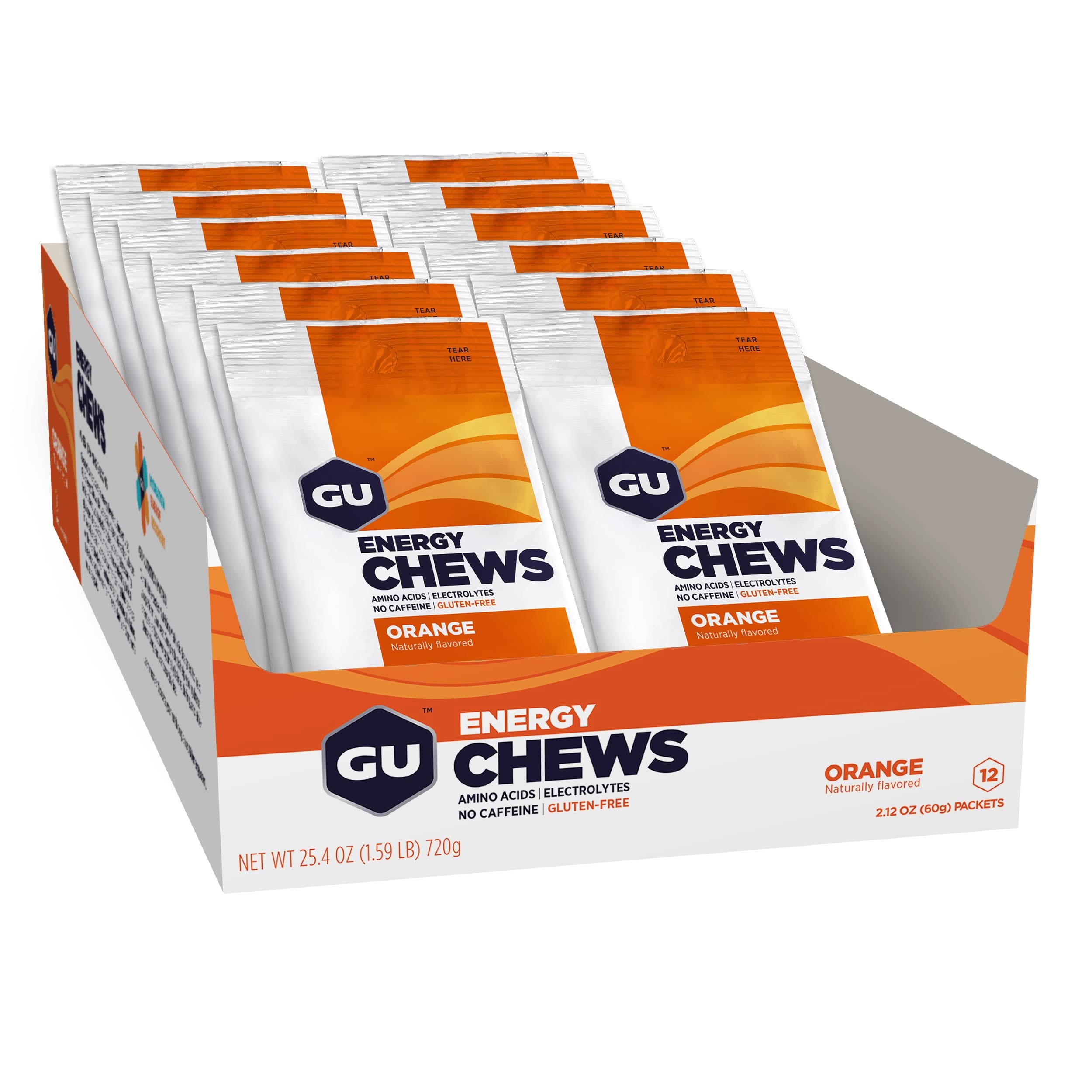 GU Energy Chews | Bite-Sized Chewable Energy (12 Count) Orange
