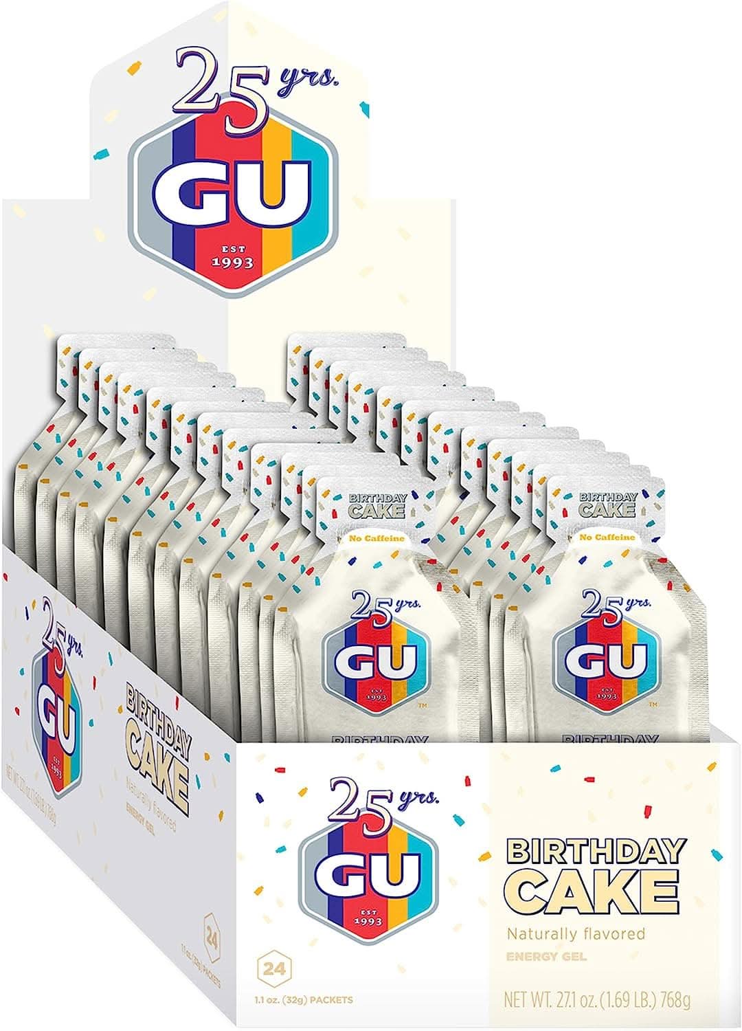 GU Energy Original Sports Nutrition Energy Gel (24 Count) Birthday Cake