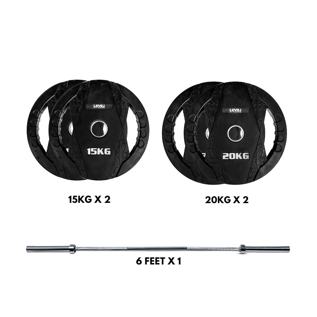 Level Fitness Apartment Strength Set | 85 Kg Weight Plate Combo