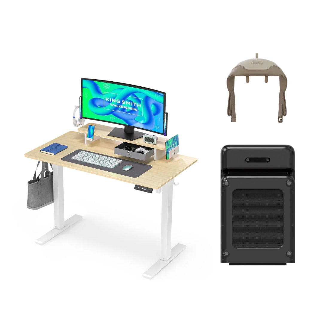 Kingsmith Walking Pad Desk Combo UAE Oak Desk with A1+ Pro (with Neck Massager)