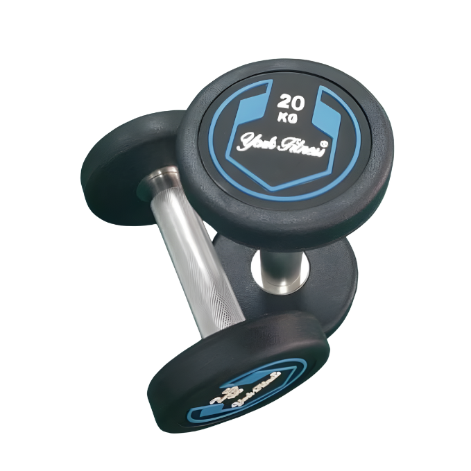 York, Fitness Round Rubber Dumbbell, Dzlg12, Black 20 Kg