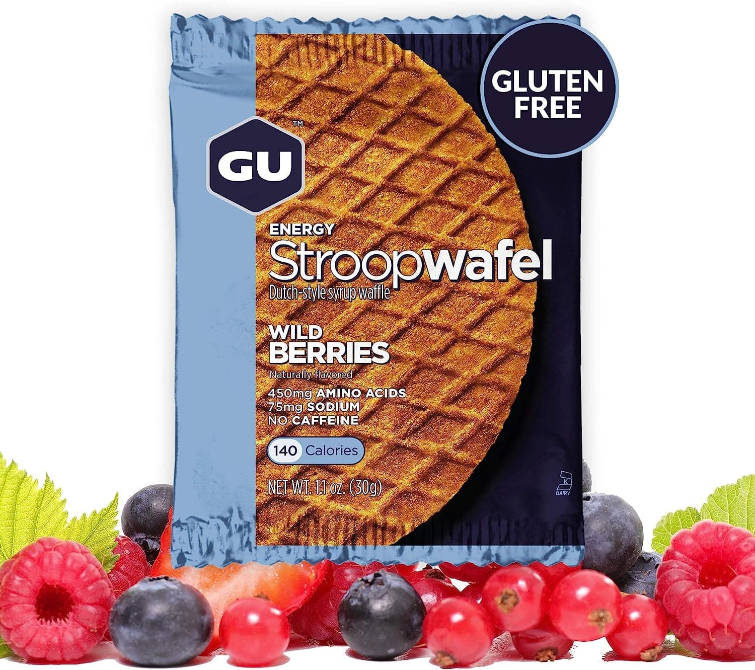GU Energy Stroopwafel Sports Nutrition Waffle, 16-Count Wild Berry