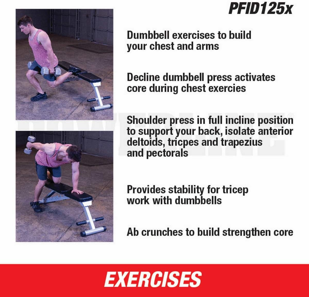 Body Solid PFID125X Powerline Multi-Bench – Folding Adjustable Weight Bench