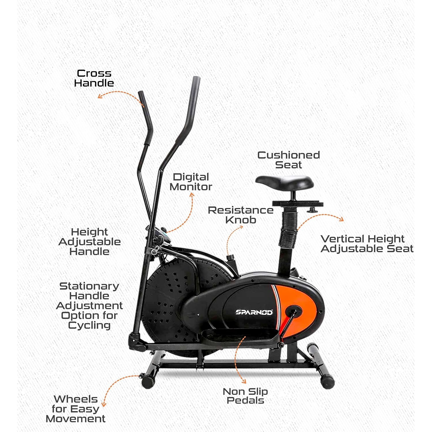 Sparnod Fitness Elliptical Cross Trainer Cycle, SOB-1000