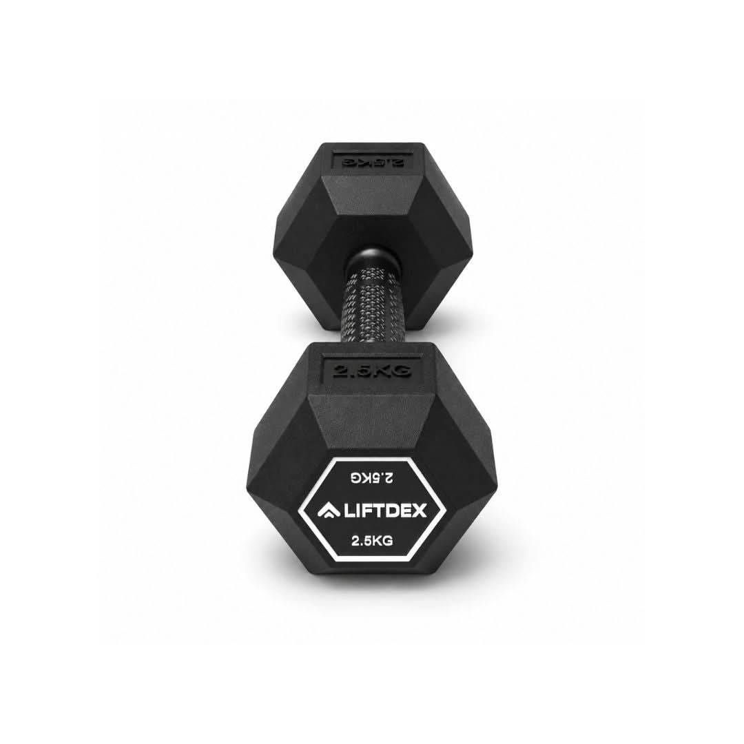 Liftdex Rubber Hex Dumbbell Set Combo (2.5kg, 5kg, 7.5kg & 10kg)