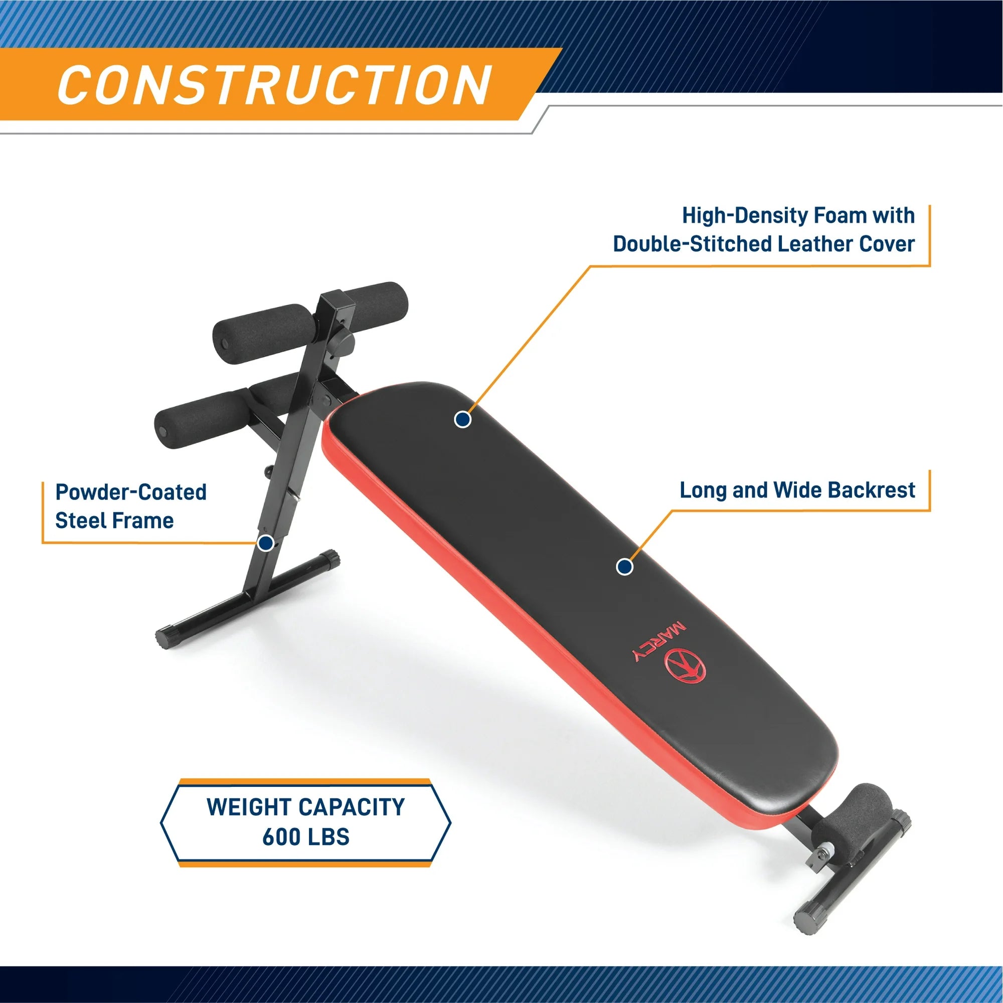 Marcy SB‑4606 Folding Utility Slant Board – Headrest Bench UAE
