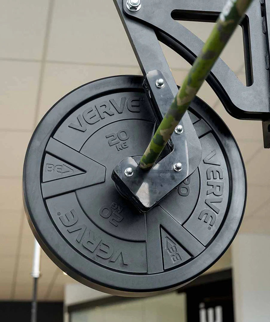 VERVE Black Rubber Bumper Plate Set (120kg) with TA SPORT 220cm Olympic Weightlifting Barbell Combo