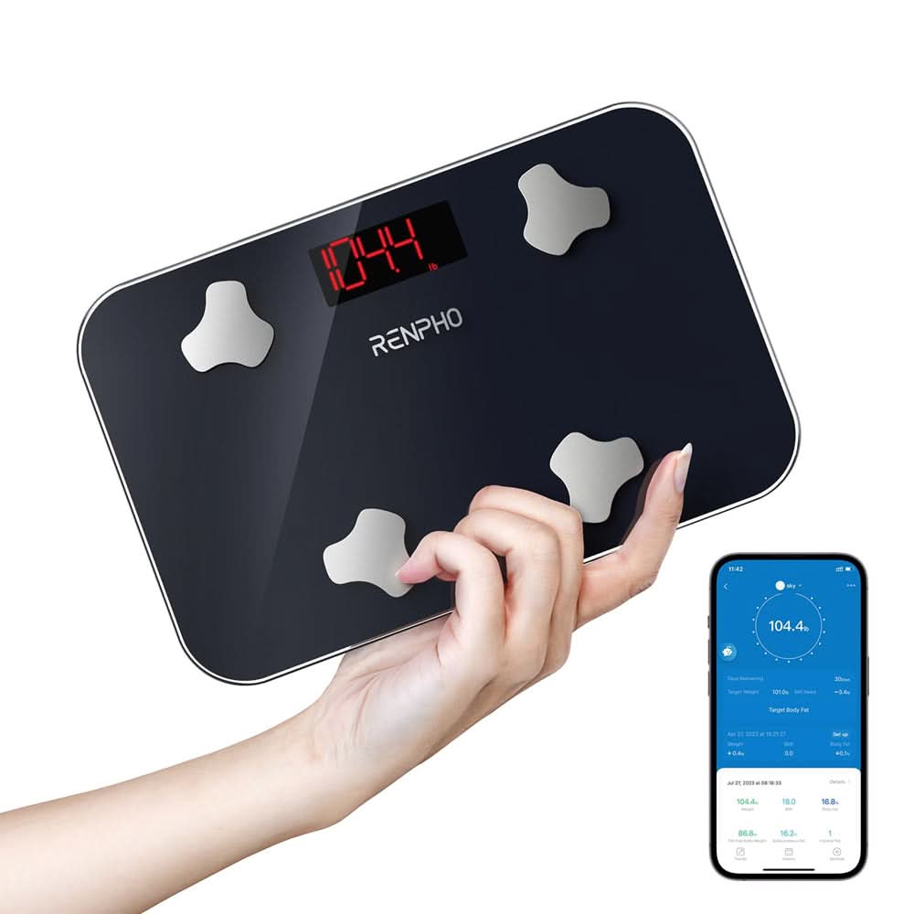 RENPHO Travel Scale for Body Weight, Mini Bathroom Scale for Body Fat, Portable Elis Go Weight Scale for Traveling, 13 Body Composition Analyzer Sync with App